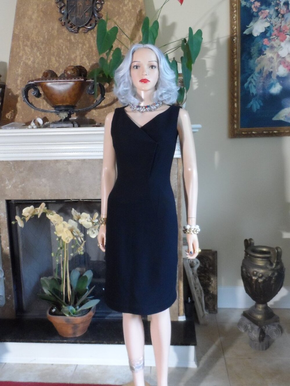 Givenchy Black Wool Blend Faux Wrap Sheath Dress Size FR 36 US 4